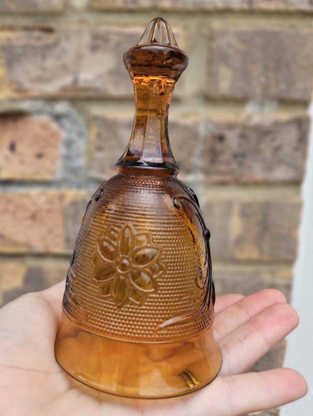 Vintage Tiara Amber Indiana Glass Bell